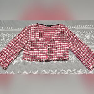 Zara Plaid Tweed Cropped Jacket Size XL